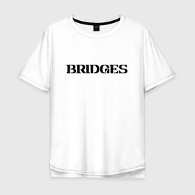 Мужская футболка хлопок Oversize с принтом BRIDGES в Санкт-Петербурге, 100% хлопок | свободный крой, круглый ворот, “спинка” длиннее передней части | bridges | death stranding | fragile express | games | kojima | kojima productions | logo | ludens | игры | кодзима | лого | люденс