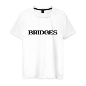 Мужская футболка хлопок с принтом BRIDGES в Санкт-Петербурге, 100% хлопок | прямой крой, круглый вырез горловины, длина до линии бедер, слегка спущенное плечо. | bridges | death stranding | fragile express | games | kojima | kojima productions | logo | ludens | игры | кодзима | лого | люденс