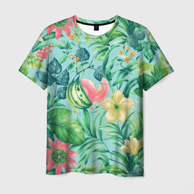 Мужская футболка 3D с принтом Тропики в Санкт-Петербурге, 100% полиэфир | прямой крой, круглый вырез горловины, длина до линии бедер | 2019 | 2020 | в отпуск | весна | гаваи | гавайи | гавайская | для отпуска | лето | листья | море | настроение | осень | отдых | отпуск | пальма | пальмы | пляж | пляжная | путешественник