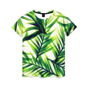 Женская футболка 3D с принтом Лист Пальмы в Санкт-Петербурге, 100% полиэфир ( синтетическое хлопкоподобное полотно) | прямой крой, круглый вырез горловины, длина до линии бедер | 2019 | 2020 | summer | в отпуск | весна | гаваи | гавайи | гавайская | для отпуска | лето | листья | море | настроение | осень | отдых | отпуск | пальма | пальмы | пляж | пляжная | путешественник | цветочки | цветы