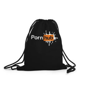 Рюкзак-мешок 3D с принтом PORN HUB в Санкт-Петербурге, 100% полиэстер | плотность ткани — 200 г/м2, размер — 35 х 45 см; лямки — толстые шнурки, застежка на шнуровке, без карманов и подкладки | логотип | пошлое