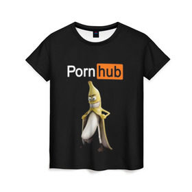Женская футболка 3D с принтом PORN HUB в Санкт-Петербурге, 100% полиэфир ( синтетическое хлопкоподобное полотно) | прямой крой, круглый вырез горловины, длина до линии бедер | банан | логотип | пошлое