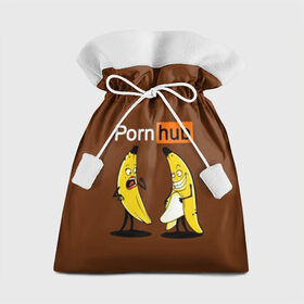 Подарочный 3D мешок с принтом PORN HUB в Санкт-Петербурге, 100% полиэстер | Размер: 29*39 см | Тематика изображения на принте: бананы | логотип | пошлое