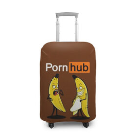 Чехол для чемодана 3D с принтом PORN HUB в Санкт-Петербурге, 86% полиэфир, 14% спандекс | двустороннее нанесение принта, прорези для ручек и колес | бананы | логотип | пошлое