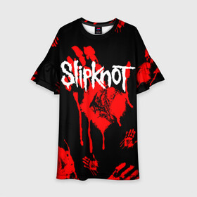 Детское платье 3D с принтом Slipknot (1) в Санкт-Петербурге, 100% полиэстер | прямой силуэт, чуть расширенный к низу. Круглая горловина, на рукавах — воланы | horror | music | not | rock | slipk | slipknot | кровь | музыка | рок | слипкнот | ужасы