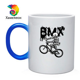 Кружка хамелеон с принтом BMX в Санкт-Петербурге, керамика | меняет цвет при нагревании, емкость 330 мл | bike | bmx | bones | extreme | skeleton | skull | sport | велосипед | скелет | спорт | череп | экстрим