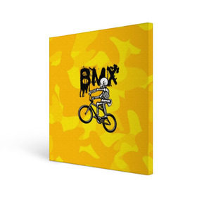 Холст квадратный с принтом BMX в Санкт-Петербурге, 100% ПВХ |  | bike | bmx | bones | extreme | skeleton | skull | sport | велосипед | скелет | спорт | череп | экстрим