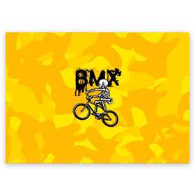 Поздравительная открытка с принтом BMX в Санкт-Петербурге, 100% бумага | плотность бумаги 280 г/м2, матовая, на обратной стороне линовка и место для марки
 | bike | bmx | bones | extreme | skeleton | skull | sport | велосипед | скелет | спорт | череп | экстрим