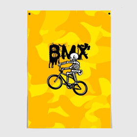 Постер с принтом BMX в Санкт-Петербурге, 100% бумага
 | бумага, плотность 150 мг. Матовая, но за счет высокого коэффициента гладкости имеет небольшой блеск и дает на свету блики, но в отличии от глянцевой бумаги не покрыта лаком | bike | bmx | bones | extreme | skeleton | skull | sport | велосипед | скелет | спорт | череп | экстрим