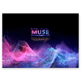 Поздравительная открытка с принтом Cyber Muse в Санкт-Петербурге, 100% бумага | плотность бумаги 280 г/м2, матовая, на обратной стороне линовка и место для марки
 | alternative | bellamy | cyber | indie | muse | rock | simulation theory | беллами | мьюз