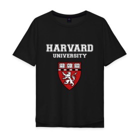 Мужская футболка хлопок Oversize с принтом Harvard University_форма в Санкт-Петербурге, 100% хлопок | свободный крой, круглый ворот, “спинка” длиннее передней части | Тематика изображения на принте: harvard university | гарвард | колледж | образование | студенты | сша | университет | школа