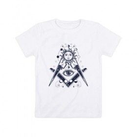 Детская футболка хлопок с принтом Масонские символы в Санкт-Петербурге, 100% хлопок | круглый вырез горловины, полуприлегающий силуэт, длина до линии бедер | великая ложа россии | иллюминаты | масонские символы | масонство | масоны | тамплиеры | эзотерика
