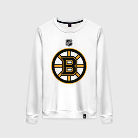 Женский свитшот хлопок с принтом Boston Bruins NHL в Санкт-Петербурге, 100% хлопок | прямой крой, круглый вырез, на манжетах и по низу широкая трикотажная резинка  | boston | boston bruins | hockey | nhl | бостон | бостон брюинз | кубок стенли | нхл | спорт | хоккей | шайба