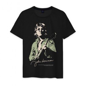 Мужская футболка хлопок с принтом Джон Леннон в Санкт-Петербурге, 100% хлопок | прямой крой, круглый вырез горловины, длина до линии бедер, слегка спущенное плечо. | активист | бас гитара | британский | гитара | губная гармоника | клавишные | композитор | музыкант | певец | писатель | поэт | рок | художник