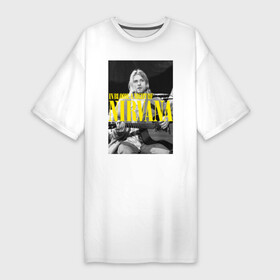 Платье-футболка хлопок с принтом Курт Кобейн в Санкт-Петербурге,  |  | kurt cobain | music | nirvana | rock | кобейн | курт | курт кобейн | музыка | нирвана | рок