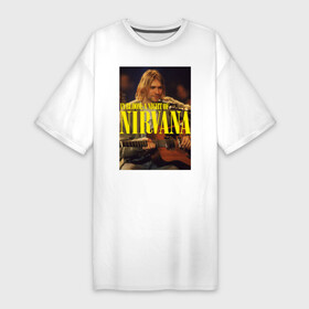 Платье-футболка хлопок с принтом Kurt Cobain In Bloom в Санкт-Петербурге,  |  | kurt cobain | music | nirvana | rock | кобейн | курт | курт кобейн | музыка | нирвана | рок
