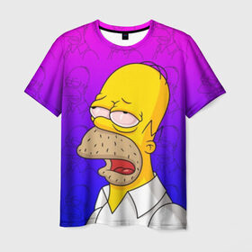 Мужская футболка 3D с принтом Уставший Гомер в Санкт-Петербурге, 100% полиэфир | прямой крой, круглый вырез горловины, длина до линии бедер | bart | gomer | simpson | simpsons | барт | гомер | лиза | симпсоны | усталость