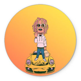 Коврик для мышки круглый с принтом Lil Pump - Flex Like Ouu в Санкт-Петербурге, резина и полиэстер | круглая форма, изображение наносится на всю лицевую часть | Тематика изображения на принте: flex like ouu | gucci | gucci gang | hip hop | lil | lil pump | pump | rap | trap | гучи | гучи гэнг | лил | лил памп | насос | памп | рэп | трэп | хип хоп