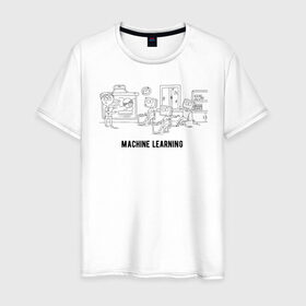 Мужская футболка хлопок с принтом Machine learning в Санкт-Петербурге, 100% хлопок | прямой крой, круглый вырез горловины, длина до линии бедер, слегка спущенное плечо. | ai | artificial intelligence | machine learning | машинное обучение