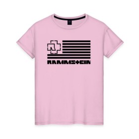 Женская футболка хлопок с принтом RAMMSTEIN в Санкт-Петербурге, 100% хлопок | прямой крой, круглый вырез горловины, длина до линии бедер, слегка спущенное плечо | metallica | music | rammstein | rock | металл | металлика | музыка | раммштайн | рок | рок группа