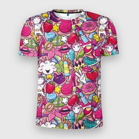 Мужская футболка 3D спортивная с принтом Девчачьи радости в Санкт-Петербурге, 100% полиэстер с улучшенными характеристиками | приталенный силуэт, круглая горловина, широкие плечи, сужается к линии бедра | cat | clou | crown | flower | funny | graffiti | heart | kitten | lips | lollipop | shoes | sneakers | strawberry | unicorn | граффити | губы | единорог | звезда | кеды | клубника | корона | кот | котёнок | леденец | мороженое | облако | обувь | помада | 
