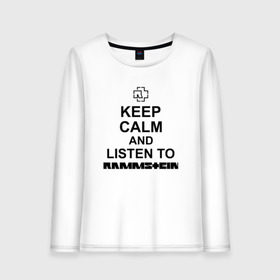 Женский лонгслив хлопок с принтом Rammstein в Санкт-Петербурге, 100% хлопок |  | keep calm | listen to rammstein | metallica | music | rammstein | rock | металл | металлика | музыка | надписи | раммштайн | рок | рок группа