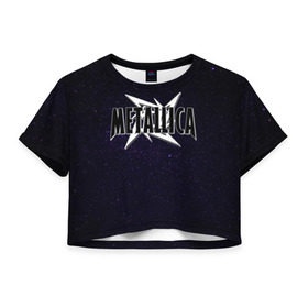 Женская футболка Cropp-top с принтом Metallica в Санкт-Петербурге, 100% полиэстер | круглая горловина, длина футболки до линии талии, рукава с отворотами | metallica | группа | метал | металлика | музыка | песни | рок