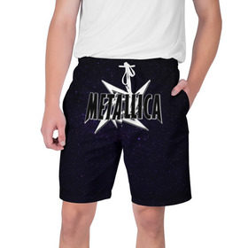 Мужские шорты 3D с принтом Metallica в Санкт-Петербурге,  полиэстер 100% | прямой крой, два кармана без застежек по бокам. Мягкая трикотажная резинка на поясе, внутри которой широкие завязки. Длина чуть выше колен | metallica | группа | метал | металлика | музыка | песни | рок