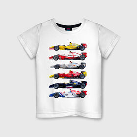 Детская футболка хлопок с принтом F1 Болиды 3 в Санкт-Петербурге, 100% хлопок | круглый вырез горловины, полуприлегающий силуэт, длина до линии бедер | Тематика изображения на принте: f1 | f2 | авто | болид | болиды | гонки | формула 1