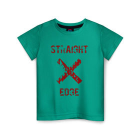 Детская футболка хлопок с принтом Straight edge в Санкт-Петербурге, 100% хлопок | круглый вырез горловины, полуприлегающий силуэт, длина до линии бедер | Тематика изображения на принте: straight edge | sxe | острая грань | схе