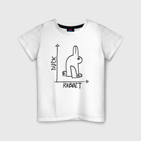 Детская футболка хлопок с принтом Утка. Кролик в Санкт-Петербурге, 100% хлопок | круглый вырез горловины, полуприлегающий силуэт, длина до линии бедер | алгебра | геометрия | животные | иллюзия | кролик | обман зрения | утка | юмор