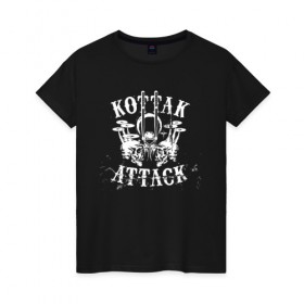 Женская футболка хлопок с принтом Kottak Attack в Санкт-Петербурге, 100% хлопок | прямой крой, круглый вырез горловины, длина до линии бедер, слегка спущенное плечо | scorpions | альбом | джеймс коттак