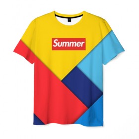 Мужская футболка 3D с принтом Sunny summer в Санкт-Петербурге, 100% полиэфир | прямой крой, круглый вырез горловины, длина до линии бедер | 