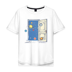 Мужская футболка хлопок Oversize с принтом Врата в бесконечность в Санкт-Петербурге, 100% хлопок | свободный крой, круглый ворот, “спинка” длиннее передней части | 