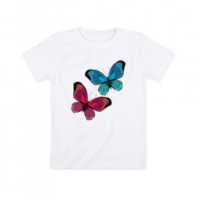 Детская футболка хлопок с принтом Бабочки. в Санкт-Петербурге, 100% хлопок | круглый вырез горловины, полуприлегающий силуэт, длина до линии бедер | бабочка | бабочки | животные | красота | насекомые | природа | яркий