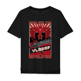 Мужская футболка хлопок Oversize с принтом VLADOF-GUNS FOR THE REVOLUTION в Санкт-Петербурге, 100% хлопок | свободный крой, круглый ворот, “спинка” длиннее передней части | 