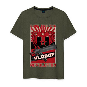 Мужская футболка хлопок с принтом VLADOF-GUNS FOR THE REVOLUTION в Санкт-Петербурге, 100% хлопок | прямой крой, круглый вырез горловины, длина до линии бедер, слегка спущенное плечо. | 