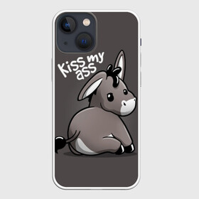 Чехол для iPhone 13 mini с принтом Мягкий ослик в Санкт-Петербурге,  |  | bach | best | comedy | daily | funny | kiss | my | soft | vines | vlogger | vlogs | комедия | мягкий | осел | ослик | поцелуй | прикол | серый | смешной