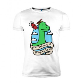 Мужская футболка премиум с принтом Dinosaur в Санкт-Петербурге, 92% хлопок, 8% лайкра | приталенный силуэт, круглый вырез ворота, длина до линии бедра, короткий рукав | дино | динозавр | метиорит