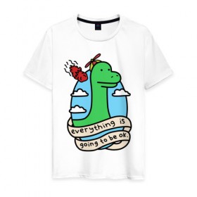 Мужская футболка хлопок с принтом Dinosaur в Санкт-Петербурге, 100% хлопок | прямой крой, круглый вырез горловины, длина до линии бедер, слегка спущенное плечо. | дино | динозавр | метиорит
