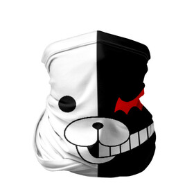 Бандана-труба 3D с принтом MONOKUMA (КАПЮШОН) | МОНОКУМА в Санкт-Петербурге, 100% полиэстер, ткань с особыми свойствами — Activecool | плотность 150‒180 г/м2; хорошо тянется, но сохраняет форму | Тематика изображения на принте: anime | bear | black  white | danganronpa | kurokuma | monodam | monokuma | monomi | monotaro | pink | rabbit | school | shirokuma | аниме | главарь | мoноми | монокума | черно белый | школа