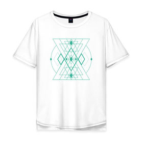 Мужская футболка хлопок Oversize с принтом Мужество сакрала в Санкт-Петербурге, 100% хлопок | свободный крой, круглый ворот, “спинка” длиннее передней части | fractal | sacral | сакрал | сакральная геометрия | тетрайдер | треугольник | узоры | фракталы