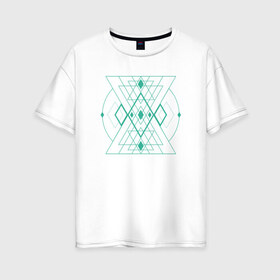 Женская футболка хлопок Oversize с принтом Мужество сакрала в Санкт-Петербурге, 100% хлопок | свободный крой, круглый ворот, спущенный рукав, длина до линии бедер
 | fractal | sacral | сакрал | сакральная геометрия | тетрайдер | треугольник | узоры | фракталы