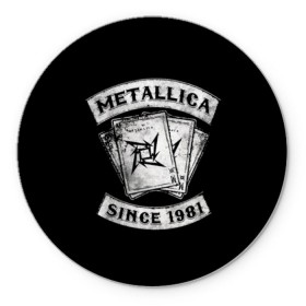 Коврик для мышки круглый с принтом Metallica в Санкт-Петербурге, резина и полиэстер | круглая форма, изображение наносится на всю лицевую часть | album | black | concert | heavy | kirk | metal | metallica | music | rock | tolls | джеймс хэтфилд | кирк хэмметт | клифф бёртон | ларс ульрих | метал | металлика | трэш