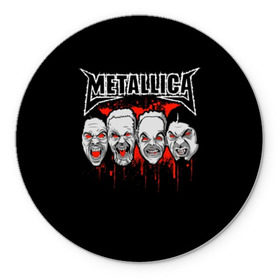 Коврик для мышки круглый с принтом Metallica в Санкт-Петербурге, резина и полиэстер | круглая форма, изображение наносится на всю лицевую часть | album | black | concert | heavy | kirk | metal | metallica | music | rock | tolls | джеймс хэтфилд | кирк хэмметт | клифф бёртон | ларс ульрих | метал | металлика | трэш