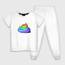 Детская пижама хлопок с принтом Какашка в Санкт-Петербурге, 100% хлопок |  брюки и футболка прямого кроя, без карманов, на брюках мягкая резинка на поясе и по низу штанин
 | арт | единорог | красиво | радуга | рисунок | смешно | цветная | юмор