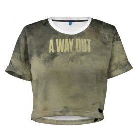 Женская футболка Cropp-top с принтом A WAY OUT в Санкт-Петербурге, 100% полиэстер | круглая горловина, длина футболки до линии талии, рукава с отворотами | 