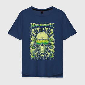 Мужская футболка хлопок Oversize с принтом Megadeth в Санкт-Петербурге, 100% хлопок | свободный крой, круглый ворот, “спинка” длиннее передней части | американская | группа | дэйв мастейн | кико лоурейро | марти фридман | метал | треш метал | трэш | хеви метал