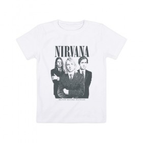 Детская футболка хлопок с принтом Nirvana в Санкт-Петербурге, 100% хлопок | круглый вырез горловины, полуприлегающий силуэт, длина до линии бедер | альтернативный рок | американская | гранж | дэйв грол | крист энтони новоселич | курт кобейн | рок группа