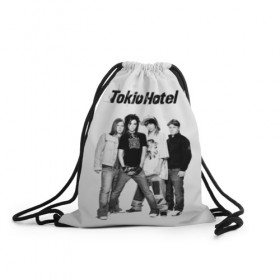 Рюкзак-мешок 3D с принтом Tokio Hotel в Санкт-Петербурге, 100% полиэстер | плотность ткани — 200 г/м2, размер — 35 х 45 см; лямки — толстые шнурки, застежка на шнуровке, без карманов и подкладки | alternative rock | band | bill kaulitz | boys | german | hotel | music | pop rock | powerpop | synthpop | tokyo | tom ka | альтернативный рок | билл каулитц | георг листинг | группа | густав шефер | мальчики | музыка | немецкая | отель | пауэр поп